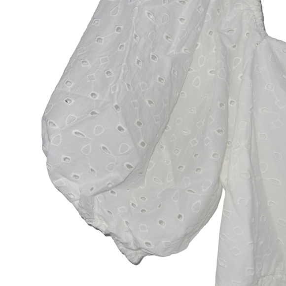 A New Day Puff Sleeve Embroidered Eyelet Dress White 100% Cotton Women's Size L - Picture 6 of 11
